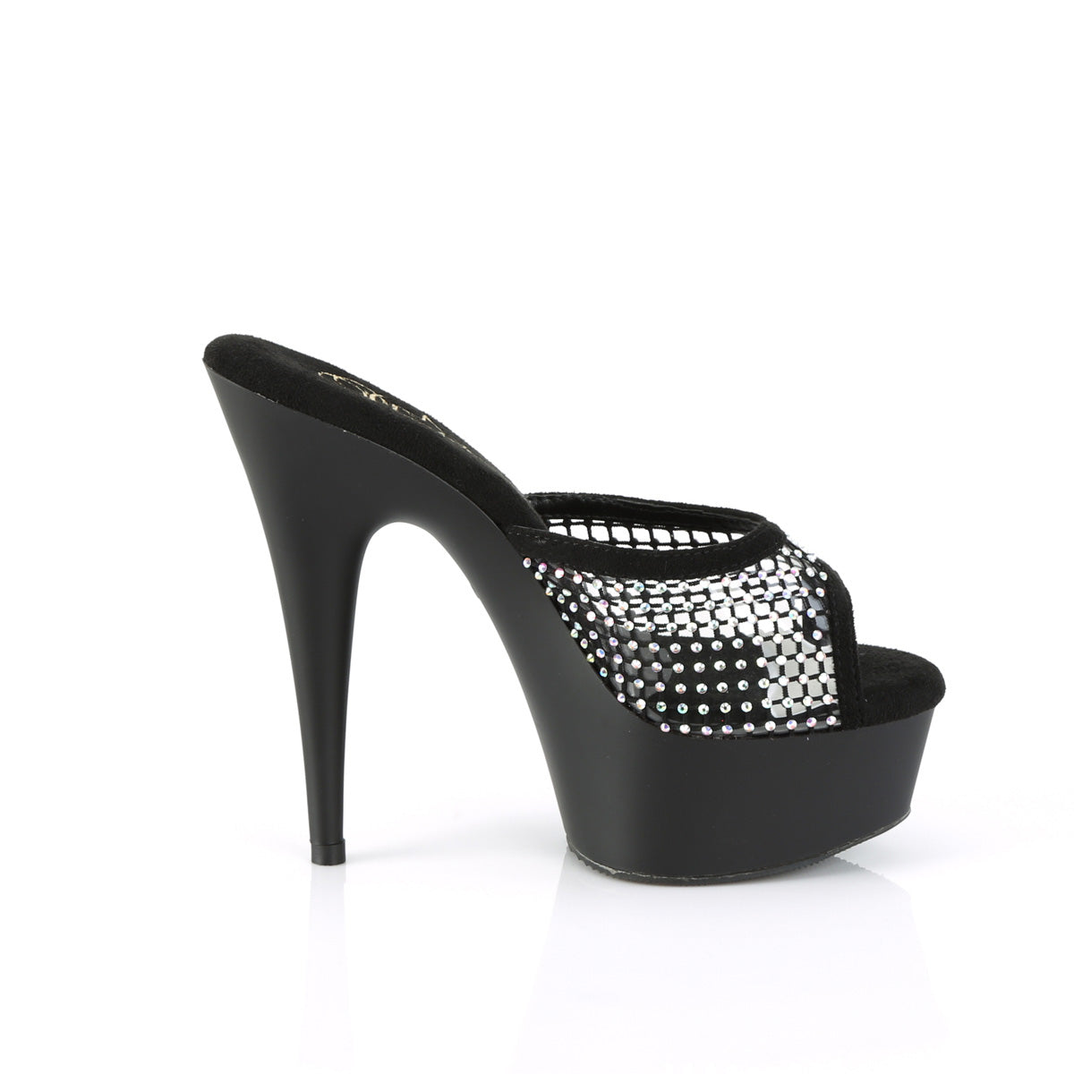 Pleaser Sandalen DELIGHT-601-6RM BLK Faux Wildleder-RS Mesh / BLK Matte