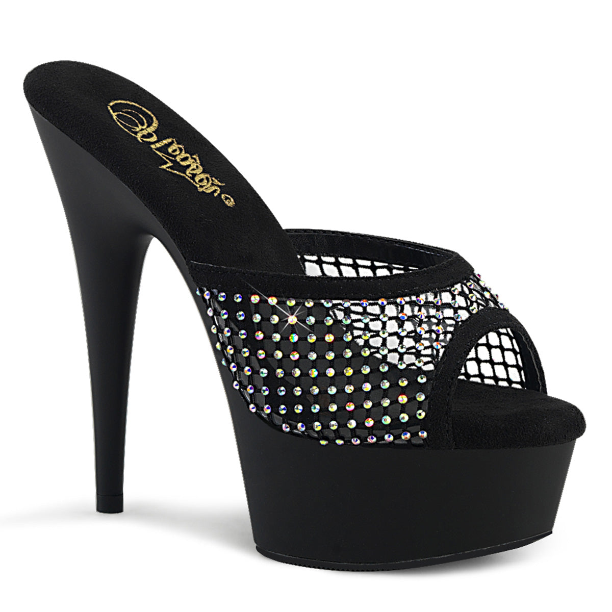 Pleaser Sandalen DELIGHT-601-6RM BLK Faux Wildleder-RS Mesh / BLK Matte
