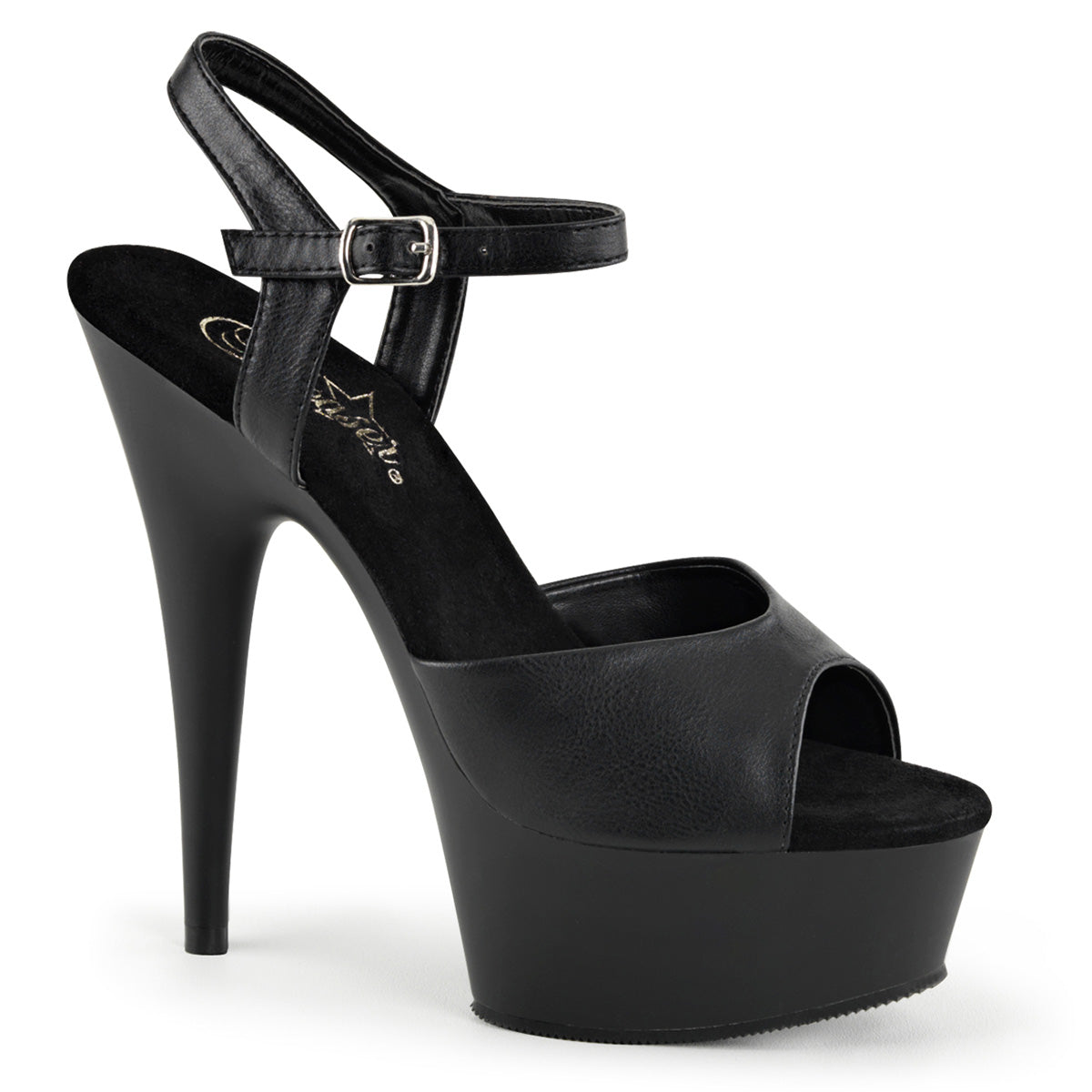 Pleaser Damen Sandalen DELIGHT-609 BLK Faux Leder / BLK Matte