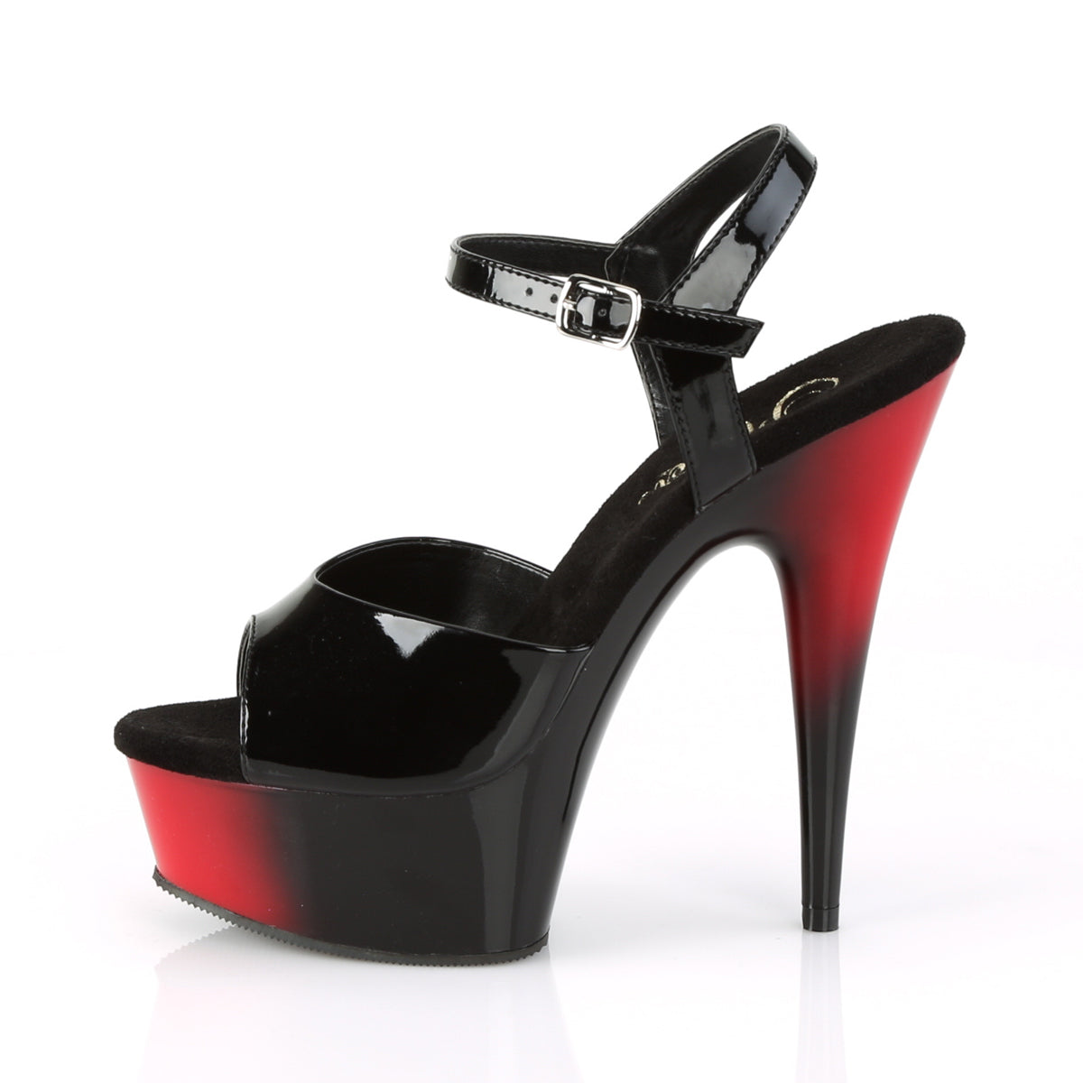 Pleaser Damen Sandalen DELIGHT-609BR BLK Pat / Red-BLK