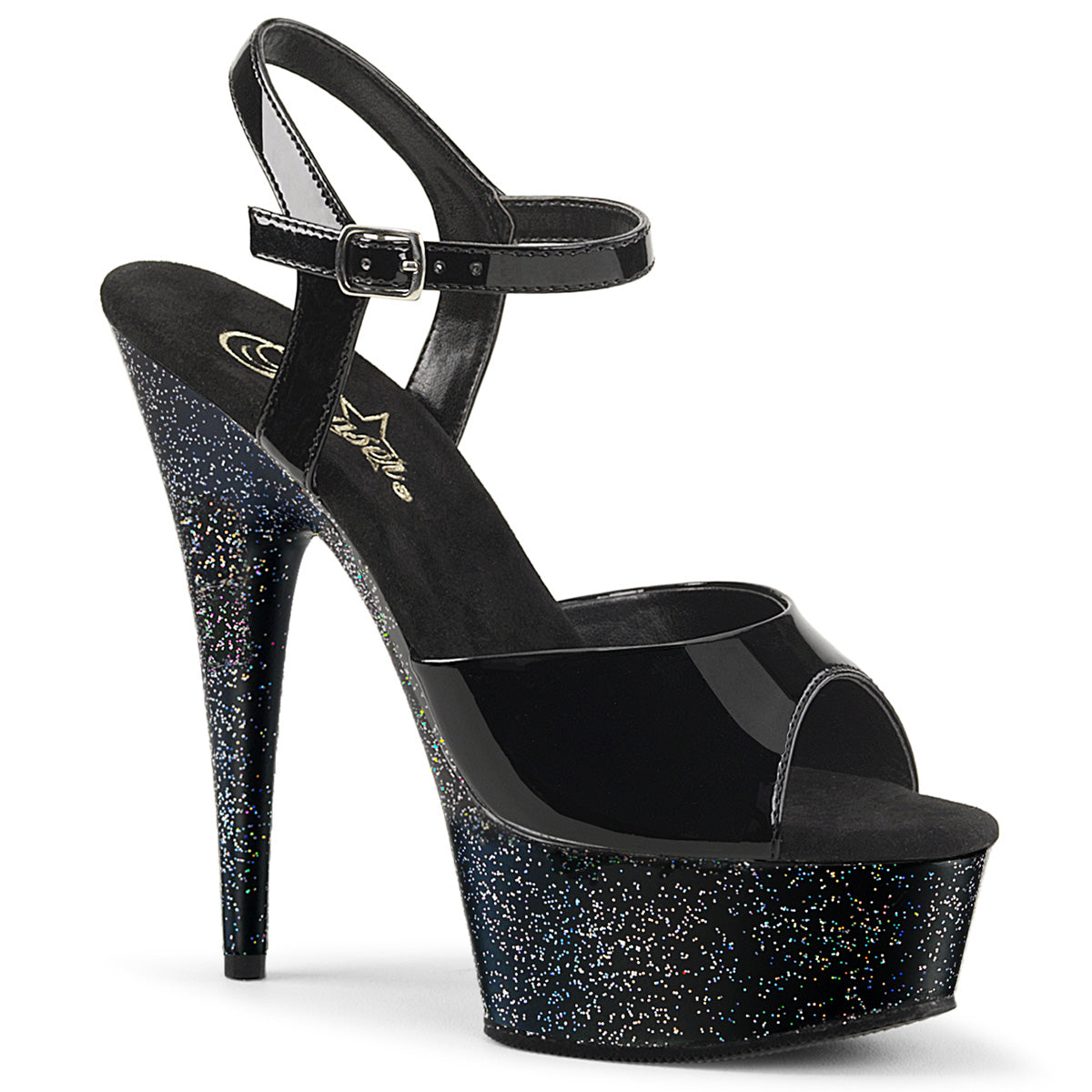 Pleaser Damen Sandalen DELIGHT-609mg BLK Pat / BLK