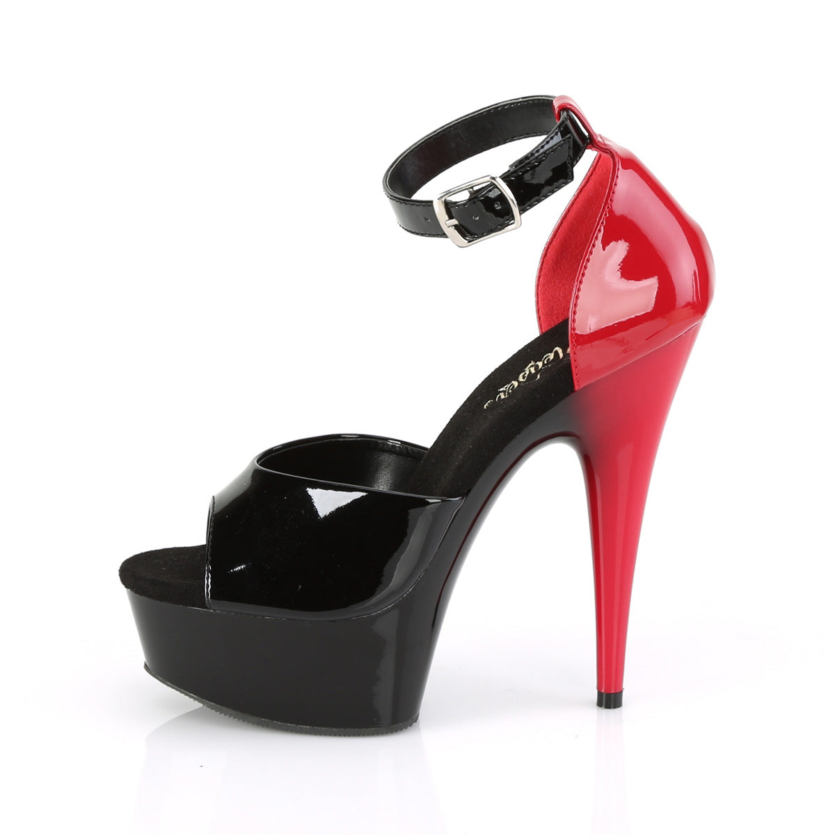 Pleaser Damen Sandalen DELIGHT-617 BLK-Red Pat / BLK-rot