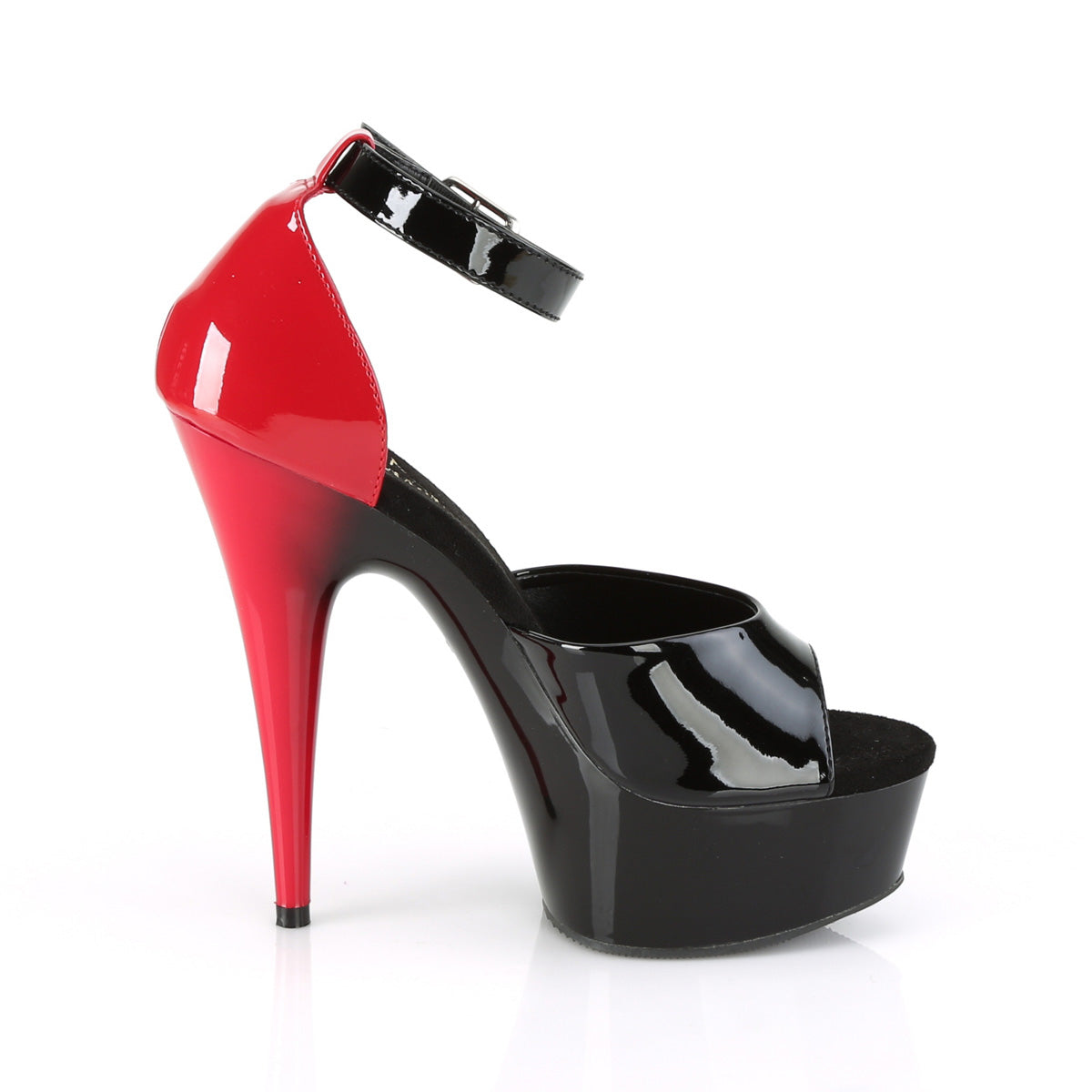 Pleaser Damen Sandalen DELIGHT-617 BLK-Red Pat / BLK-rot