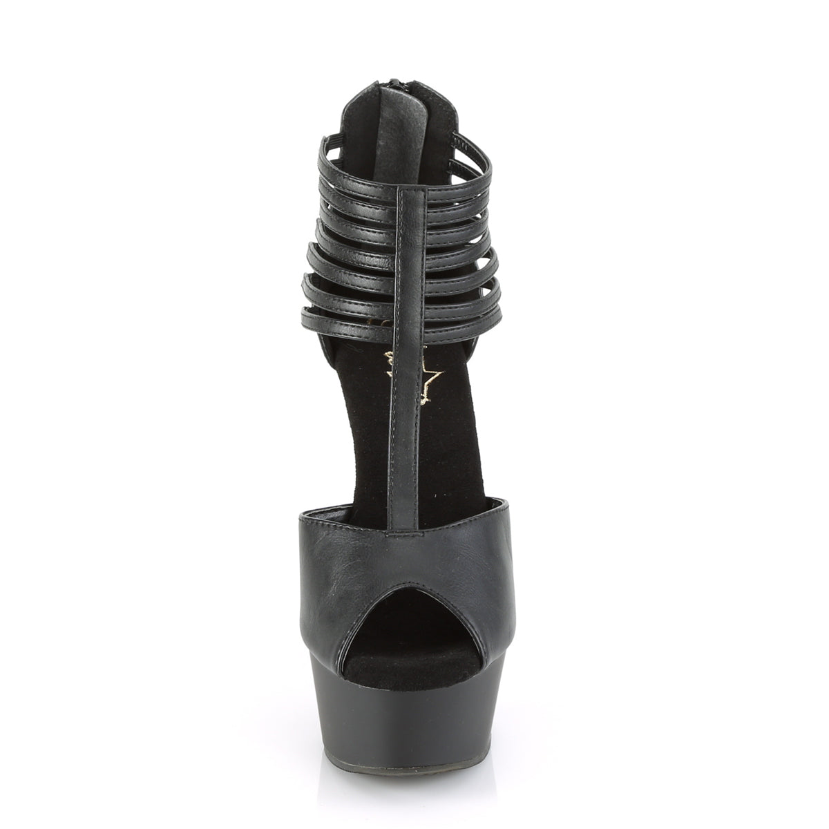 Pleaser Damen Sandalen DELIGHT-626 BLK Faux Leder / BLK Matte