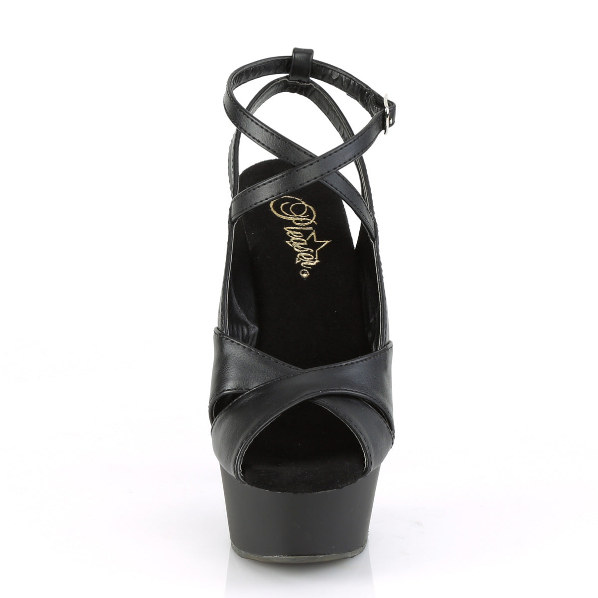 Pleaser Damen Sandalen DELIGHT-632 BLK Faux Leder / BLK Matte