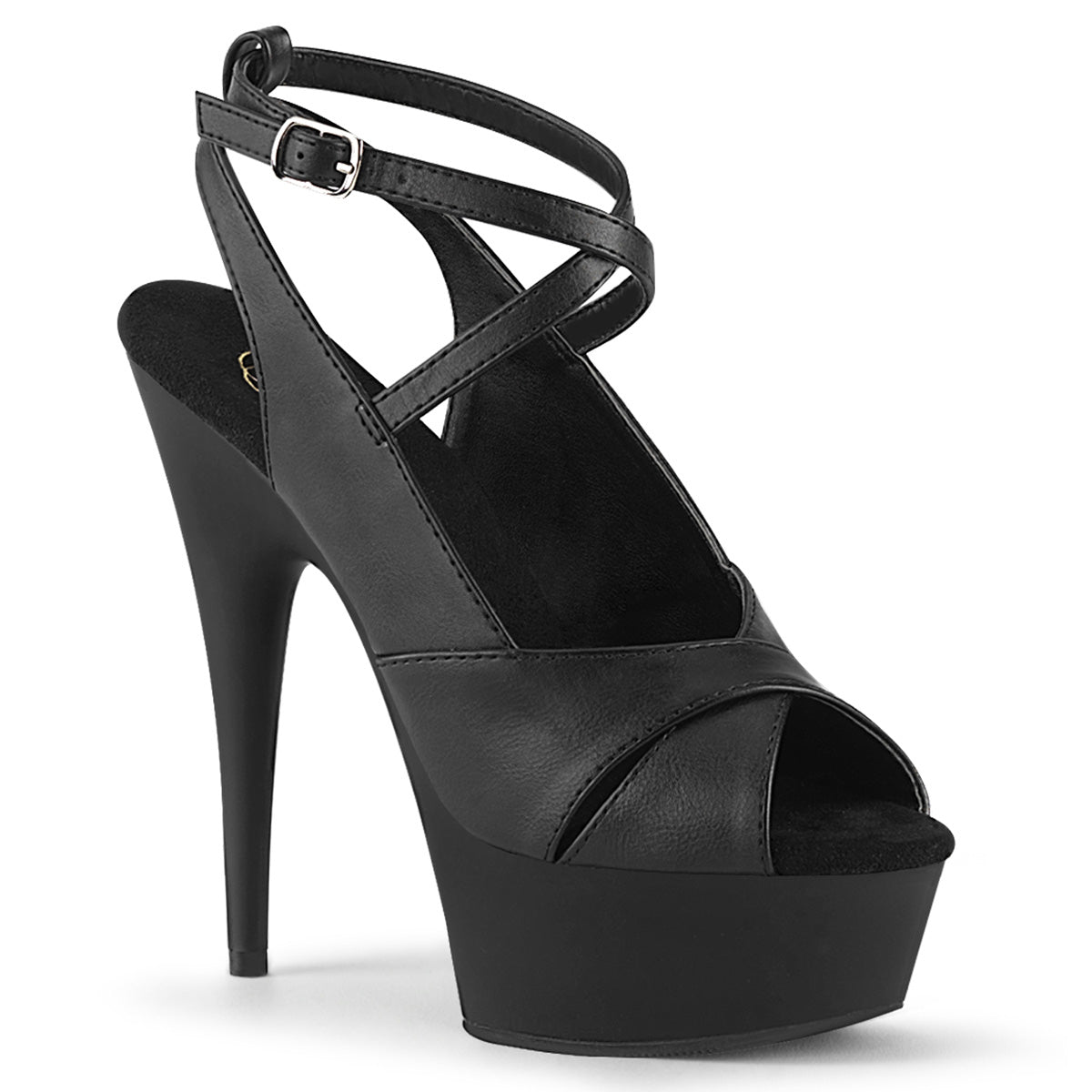 Pleaser Damen Sandalen DELIGHT-632 BLK Faux Leder / BLK Matte