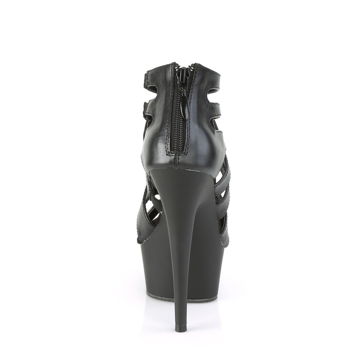 Pleaser Damen Sandalen DELIGHT-645 BLK Faux Leder / BLK Matte