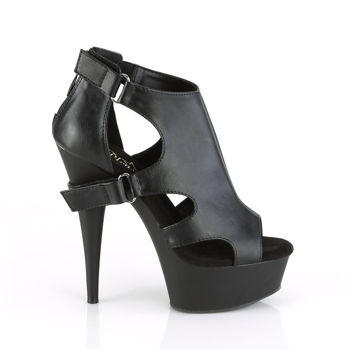 Pleaser Damen Sandalen DELIGHT-647 BLK Faux Leder / BLK Matte