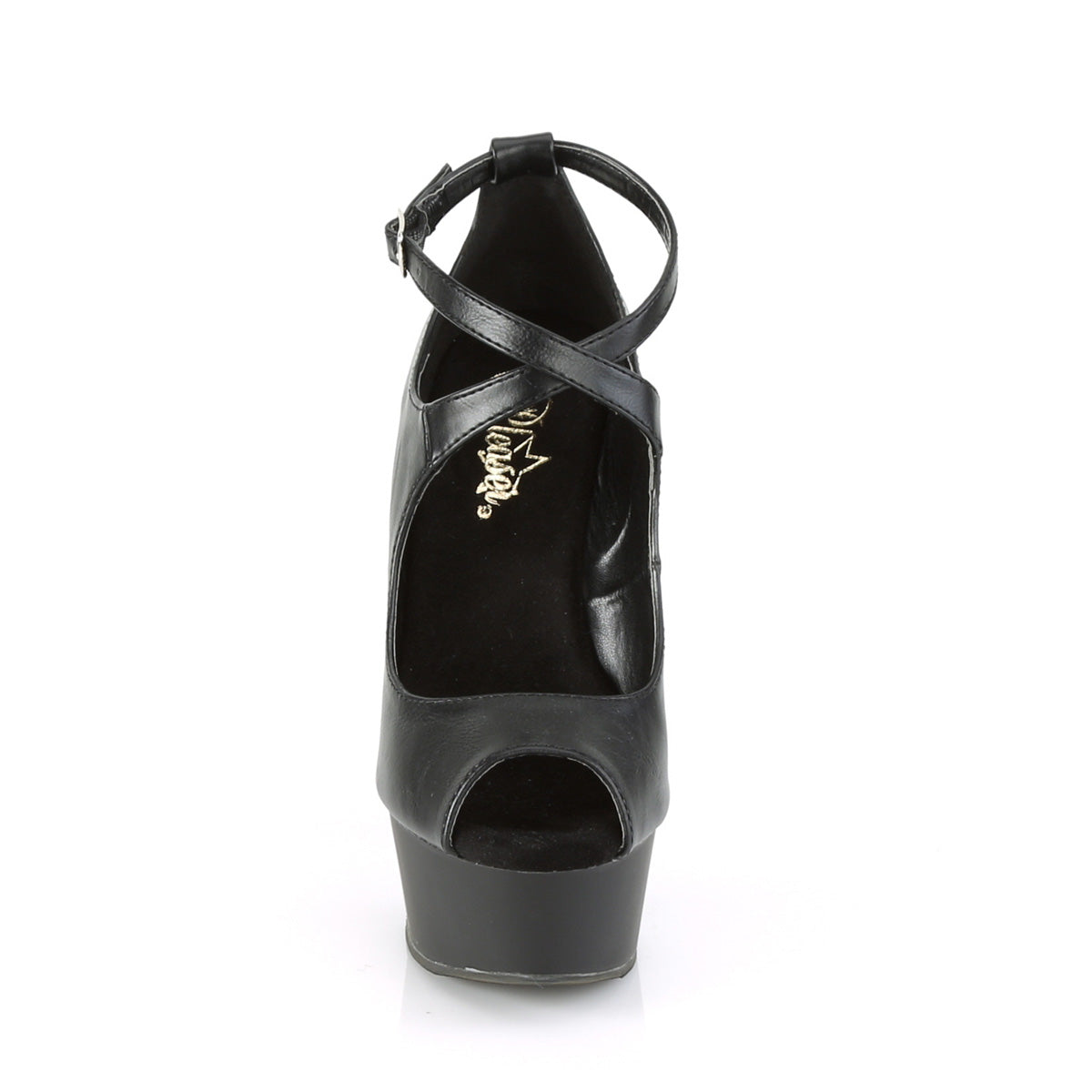 Pleaser Damen Sandalen DELIGHT-653 BLK Faux Leder / BLK Matte