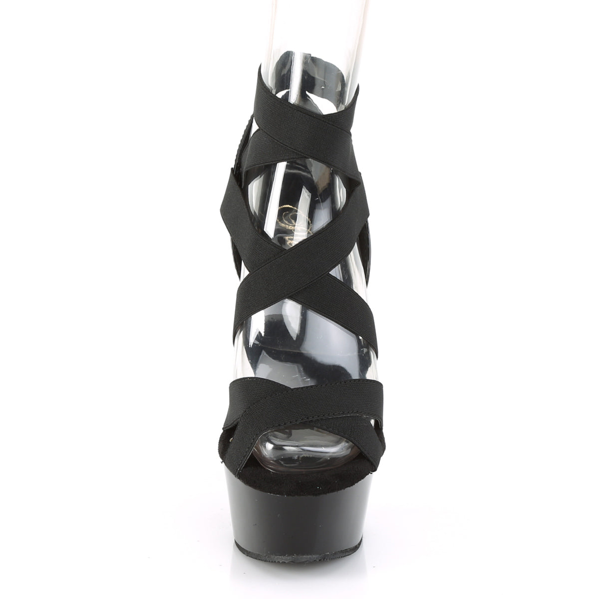 Pleaser Damen Sandalen DELIGHT-657 BLK elastischer Band-Pat / BLK