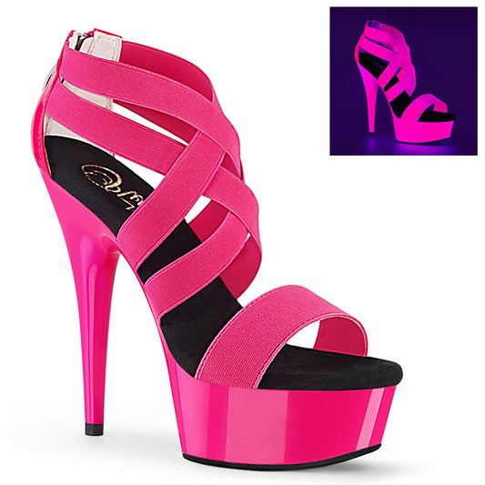 Pleaser Damen Sandalen DELIGHT-669uv Neon H. Rosa elastischer Band-Pat / Neon H. P.