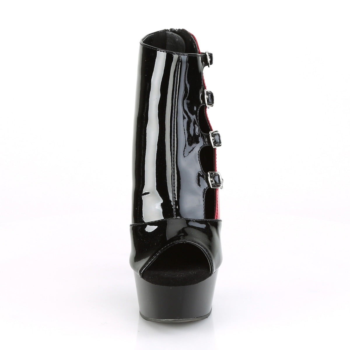 Pleaser Damen Sandalen DELIGHT-681 BLK-Red Pat / BLK