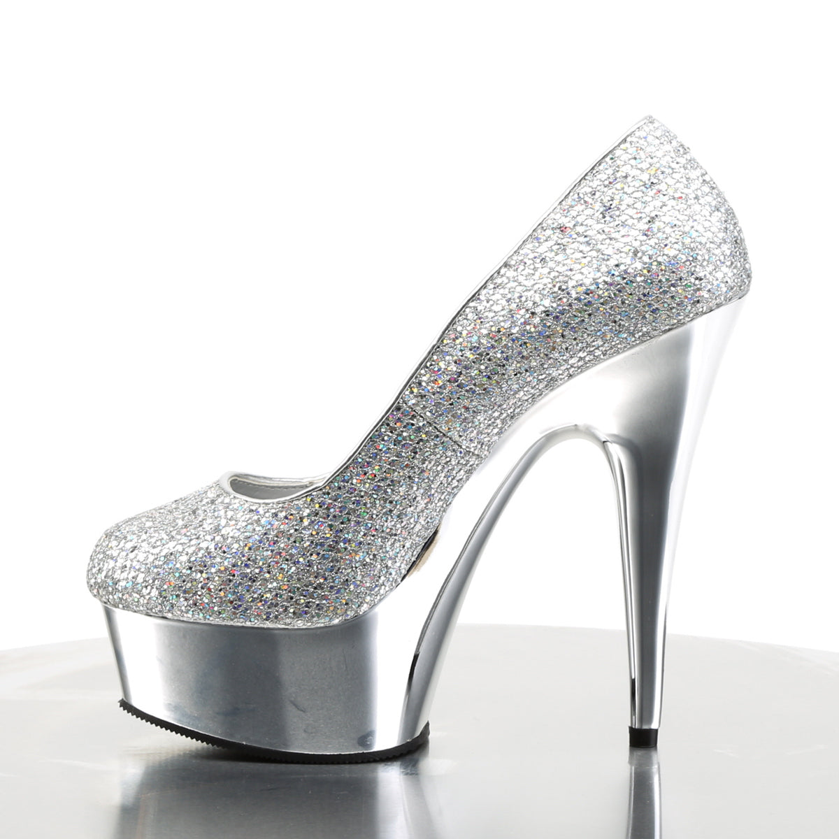 Pleaser Damen Sandalen DELIGHT-685g SLV Multi GLTR / SLV Chrome