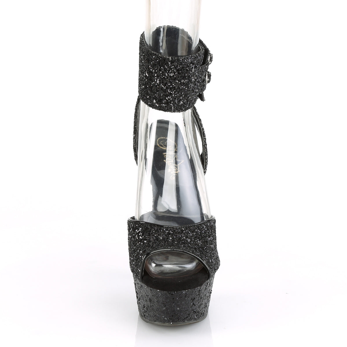 Pleaser Damen Sandalen DELIGHT-691LG BLK Glitter / BLK Glitter
