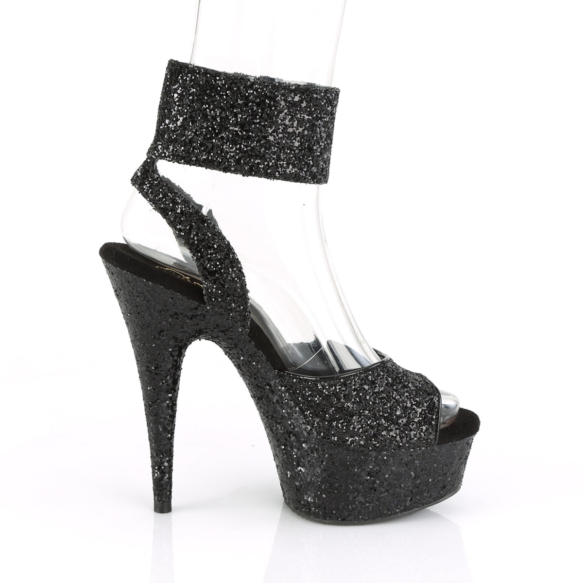 Pleaser Damen Sandalen DELIGHT-691LG BLK Glitter / BLK Glitter