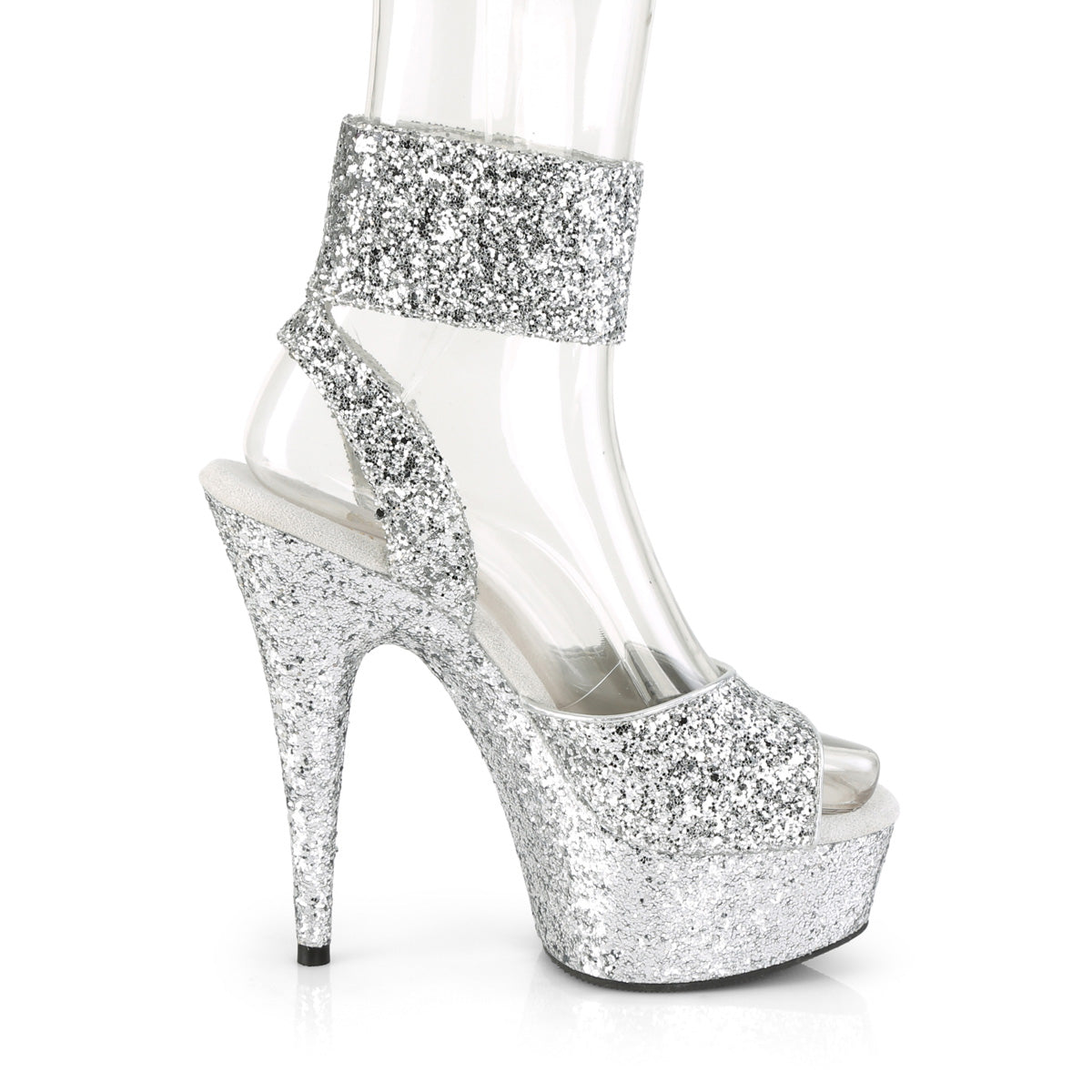 Pleaser Damen Sandalen DELIGHT-691LG SLV Glitter / SLV Glitter