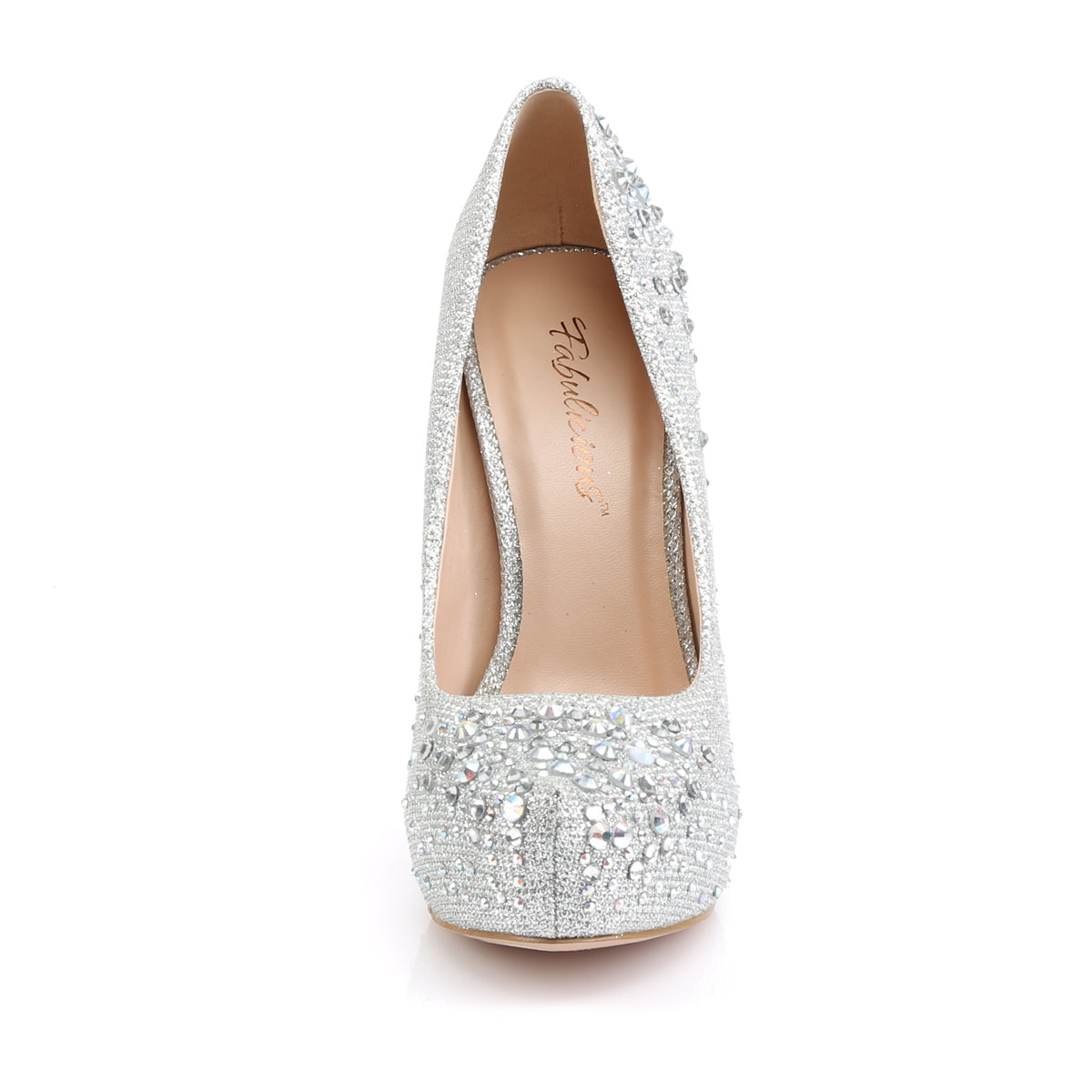 Fabulicious Frauenpumpen DESTINY-06r SLV Glitter Mesh Stoff