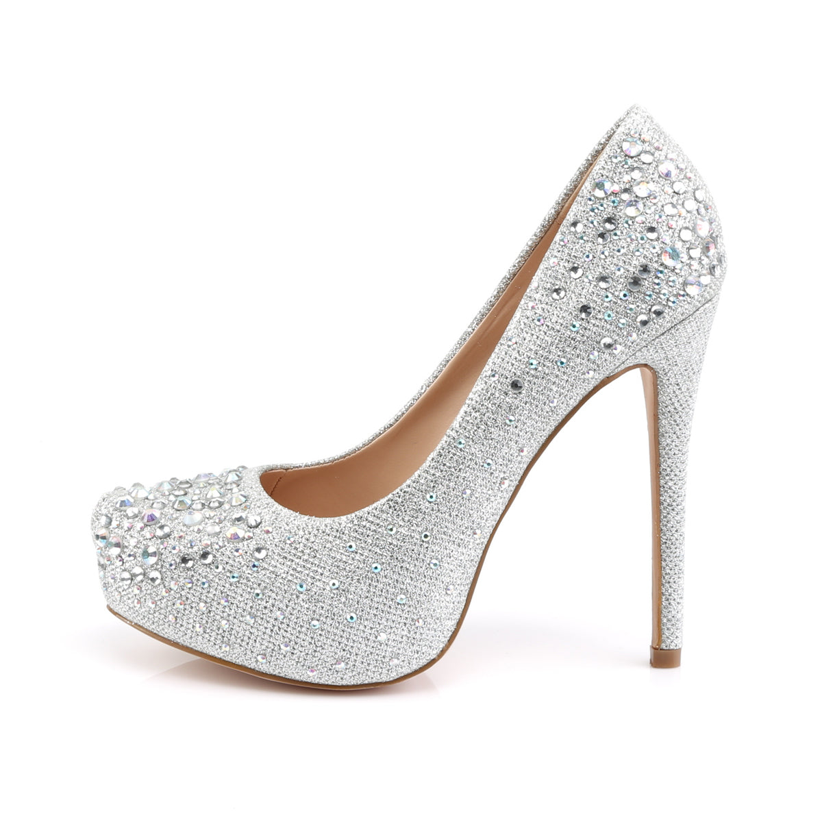 Fabulicious Frauenpumpen DESTINY-06r SLV Glitter Mesh Stoff