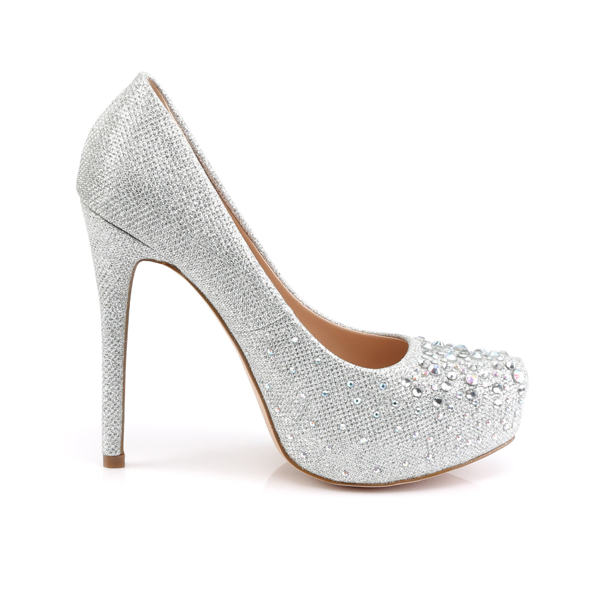 Fabulicious Frauenpumpen DESTINY-06r SLV Glitter Mesh Stoff