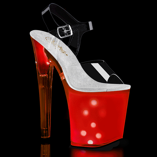 Pleaser Damen Sandalen DISCOLITE-808 CLR / WHITE Glow