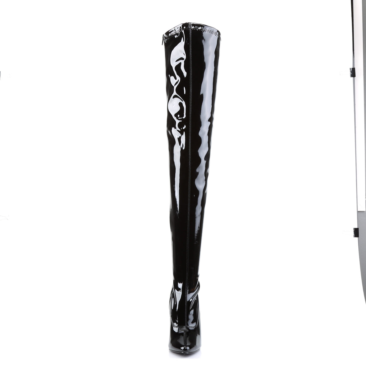 Devious Womens Boots. DOMINA-3000 BLK Str Pat