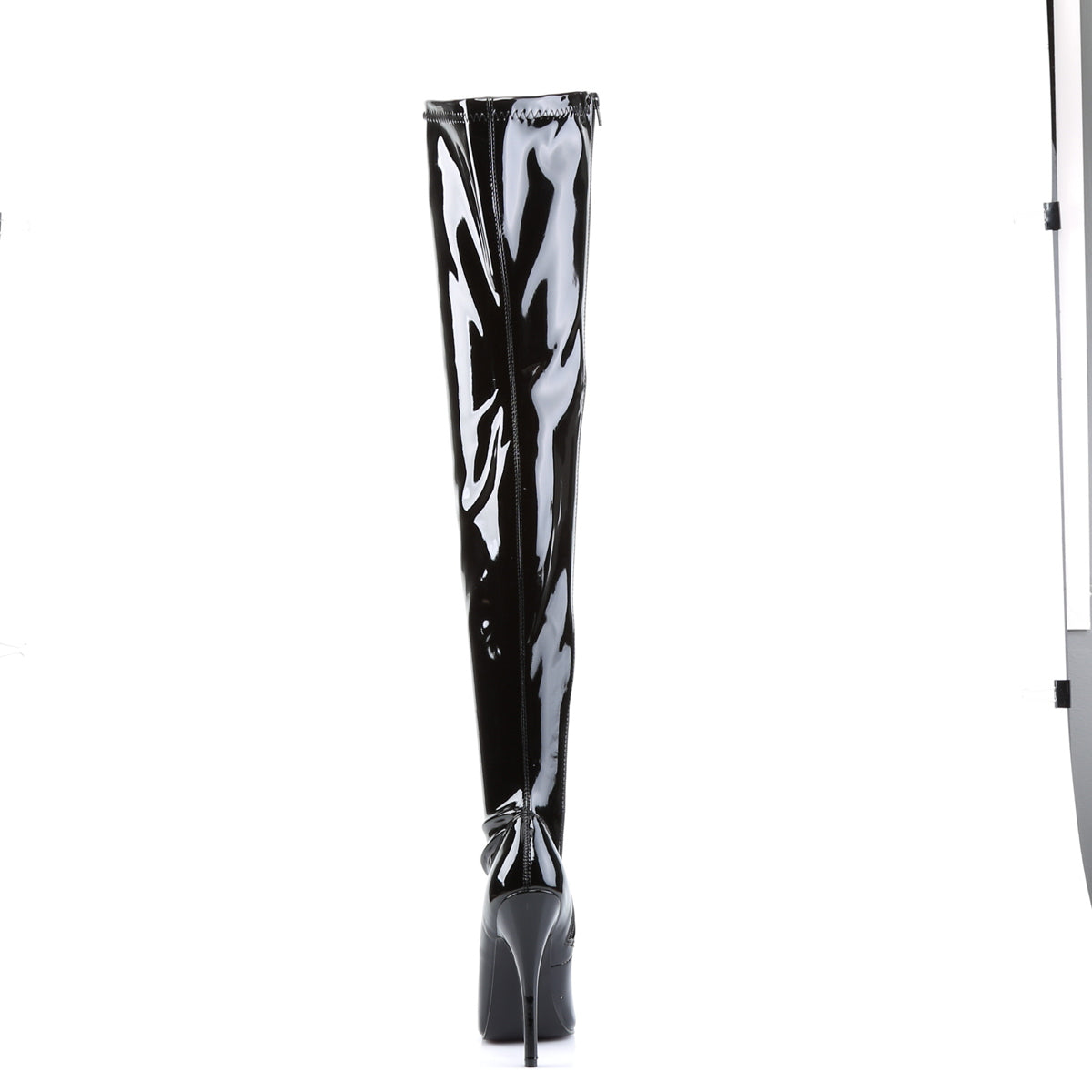 Devious Womens Boots. DOMINA-3000 BLK Str Pat