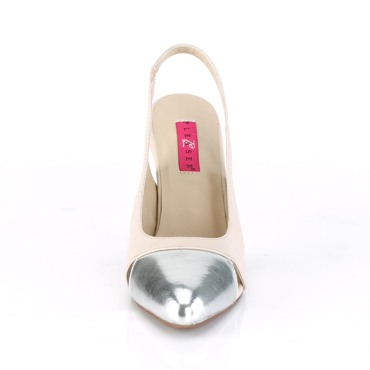 Pleaser Pink Label Frauenpumpen DREAM-405 Beige Faux Leather-SLV Metallic PU
