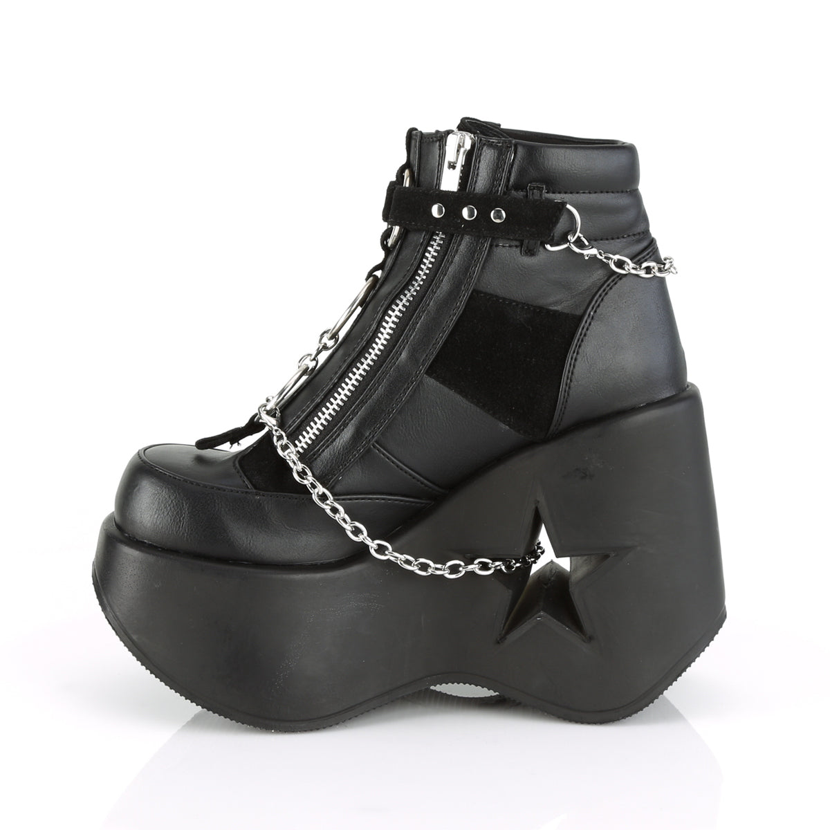 DemoniaCult Damenknöchelstiefel DYNAMITE-101 BLK Vegan Leder-Vegan Wildleder