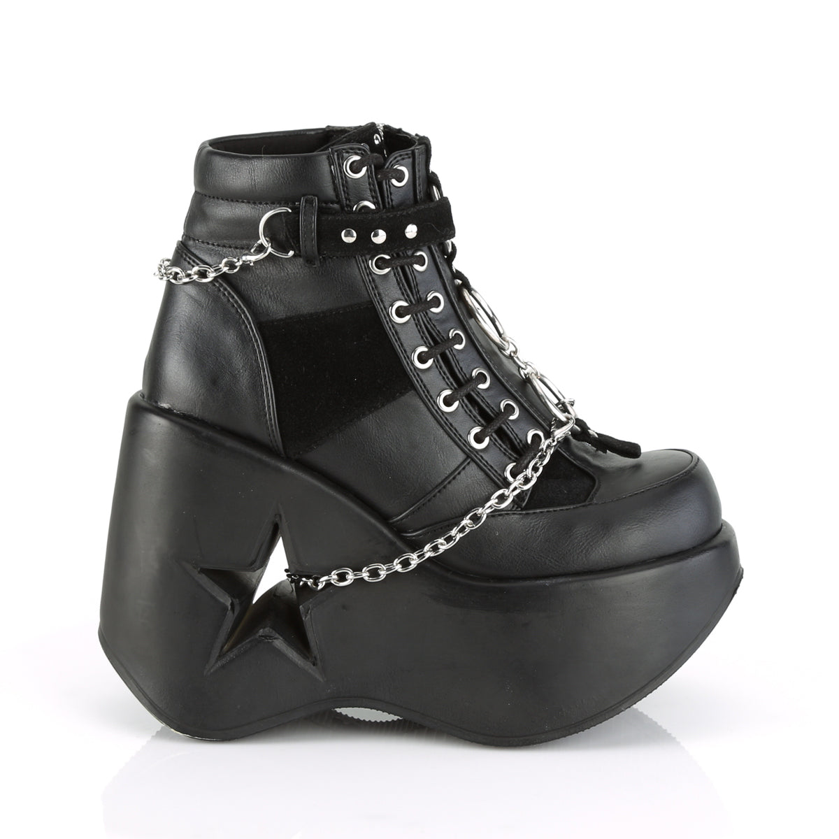DemoniaCult Damenknöchelstiefel DYNAMITE-101 BLK Vegan Leder-Vegan Wildleder