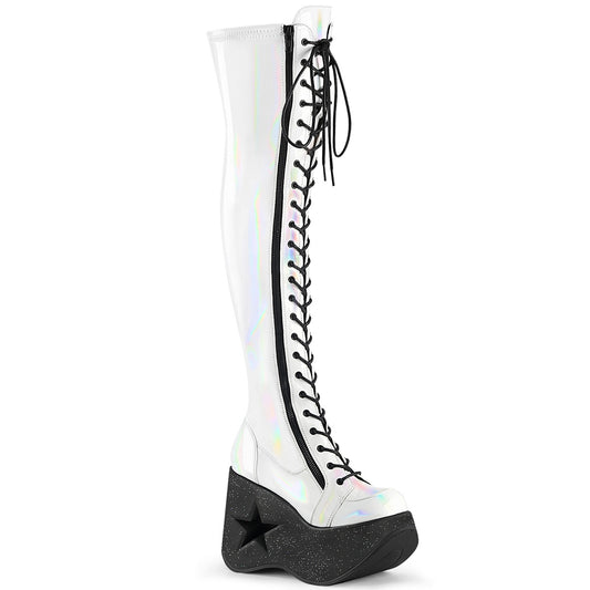DemoniaCult  Stiefel DYNAMITE-300 WHT Stretch Holo