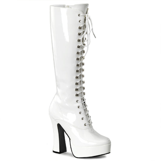 Pleaser Womens Boots. ELECTRA-2020 WHT PAT.