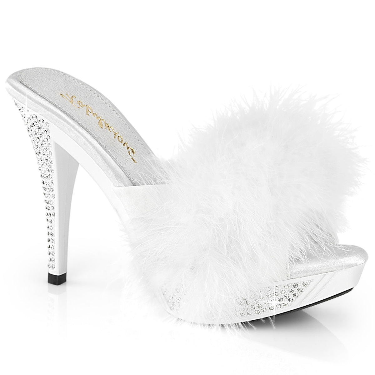 Fabulicious ELEGANT-401f WHT Marabou-Faux Leder/WHT