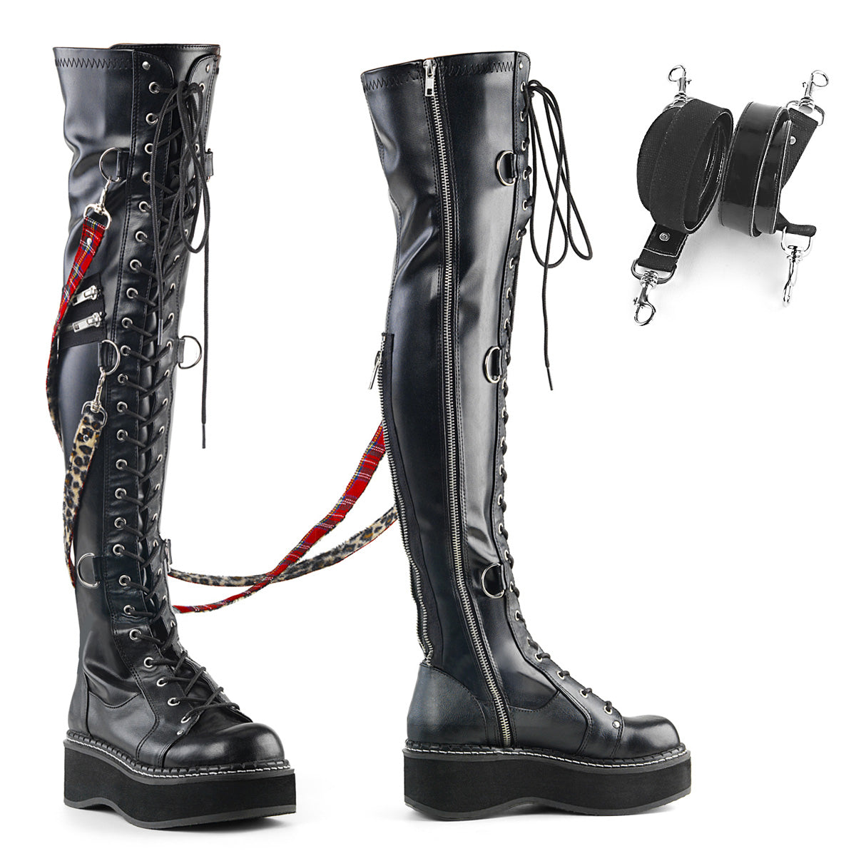 DemoniaCult Frauenstiefel EMILY-377 blk str vegan Leder