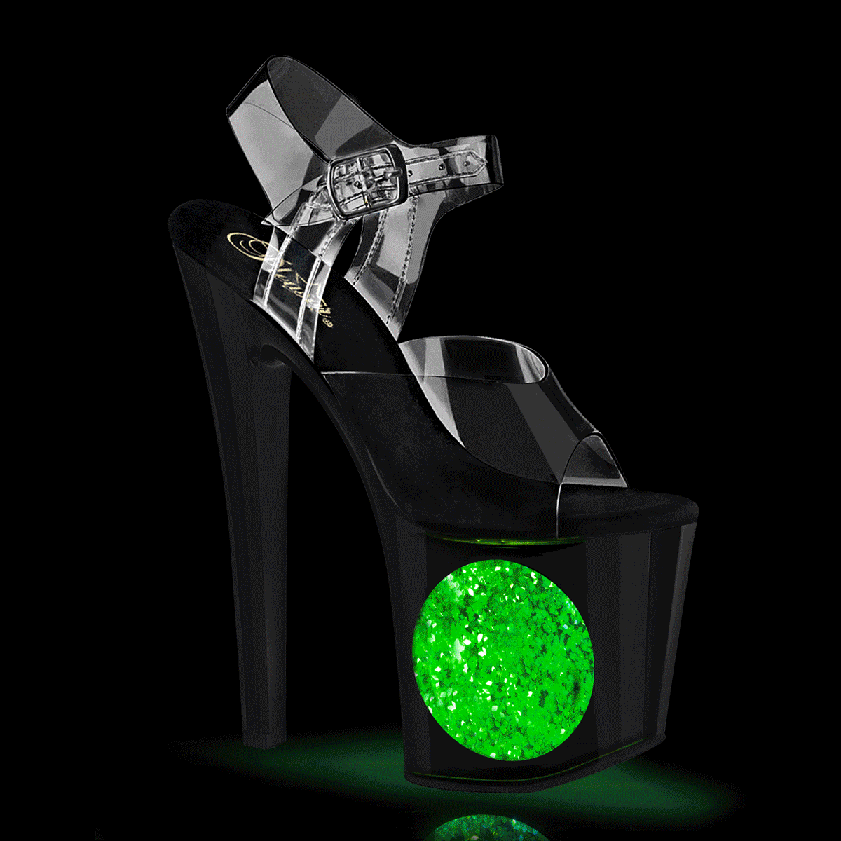 Pleaser ENCHANT-708LT-Circle CLR/BLK-SLV-Glitzer