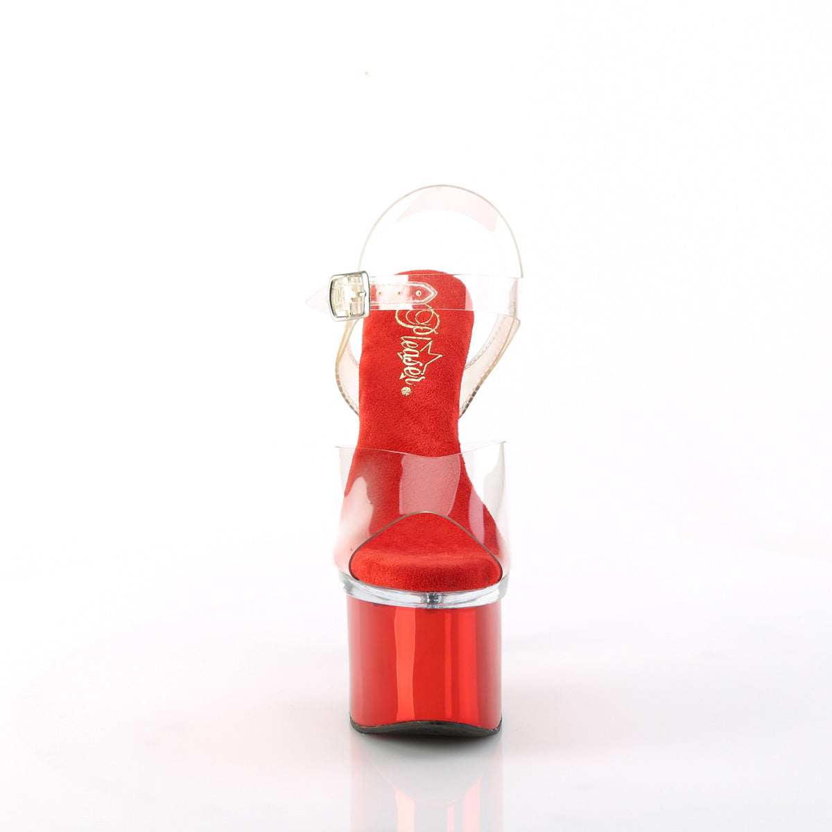 Pleaser Sandals ESTEEM-708 Clr/Clr-Red Chrome