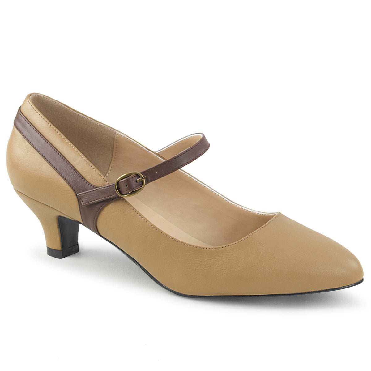Pleaser Pink Label Frauenpumpen FAB-425 Tan-Brown-Faux-Leder