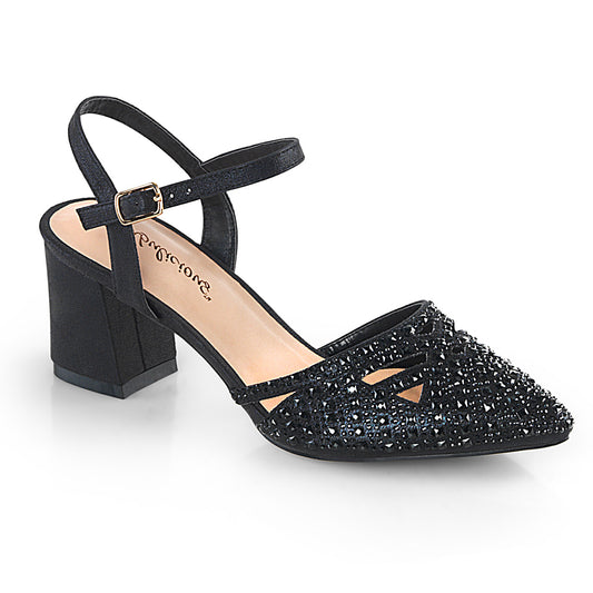 Fabulicious Frauenpumpen FAYE-06 BLK schimmernder Gewebe