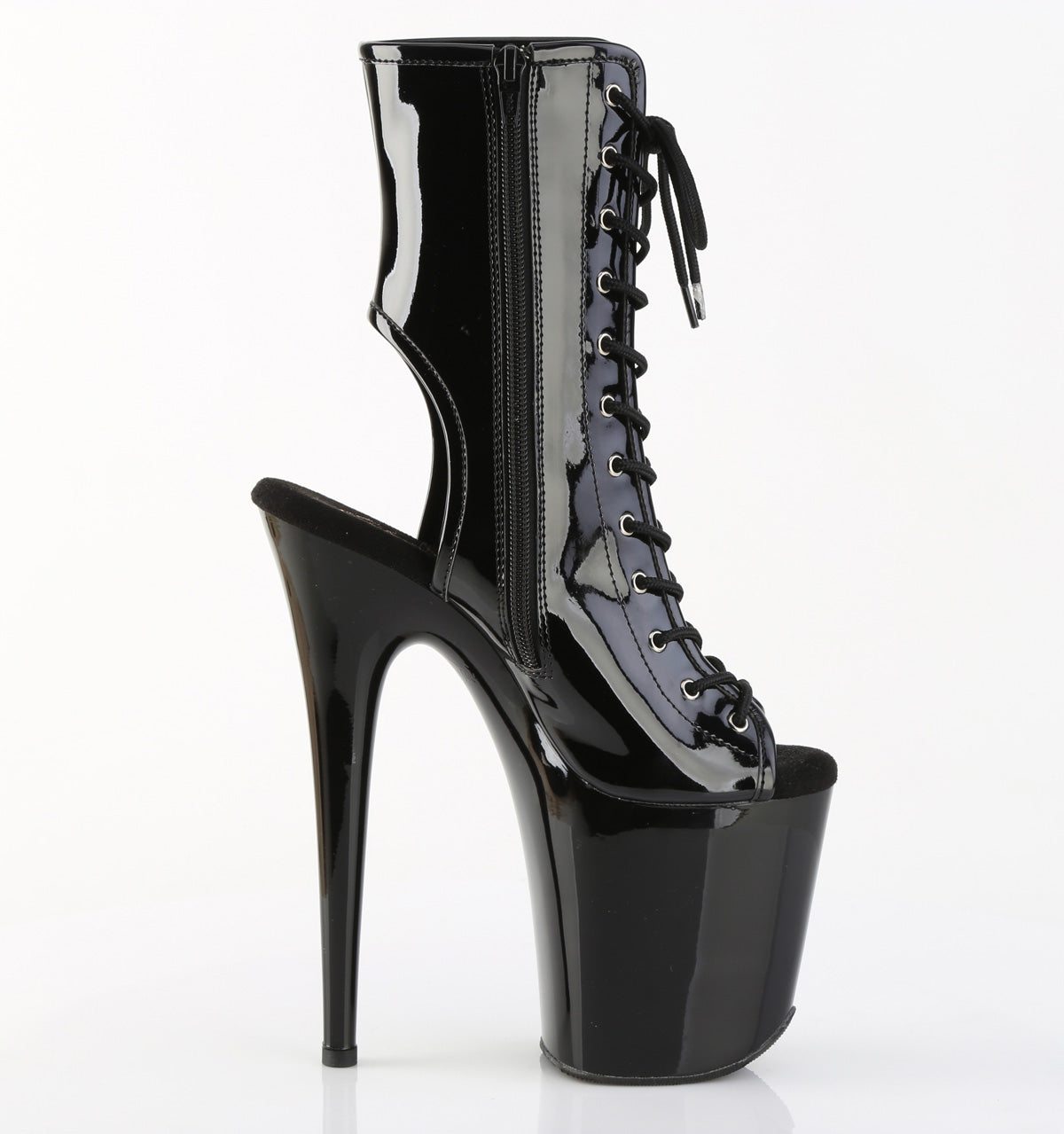 Pleaser Women's Platform Shoes FLAMINGO-1016 Blk Pat/Blk