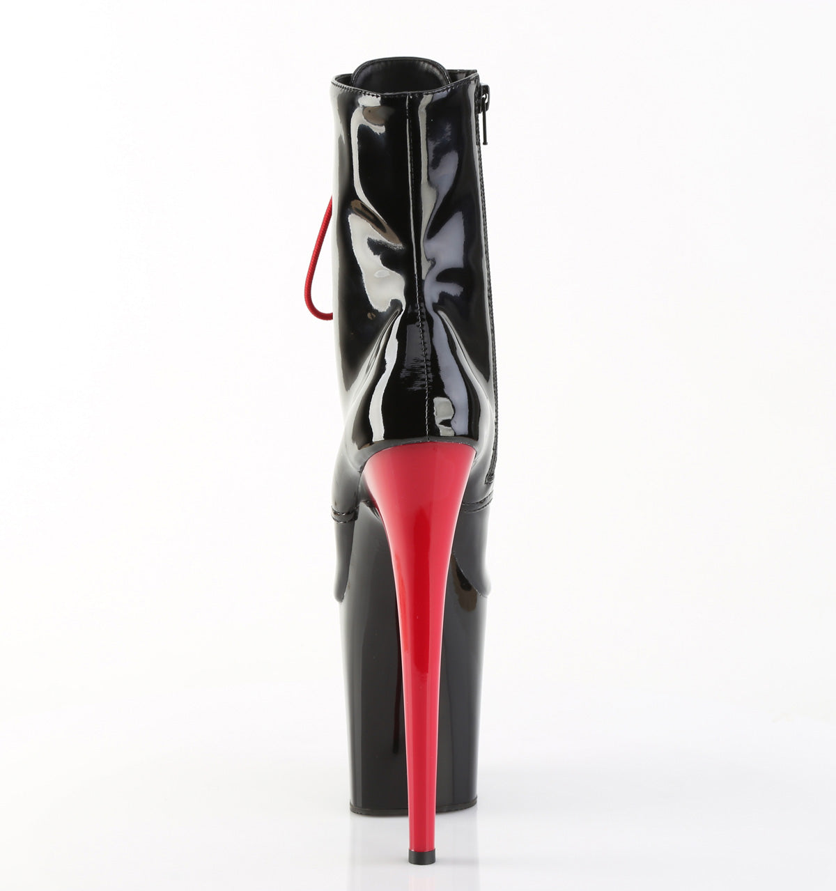 Pleaser Women's Platform Shoes FLAMINGO-1020 Blk Pat/Blk-Red