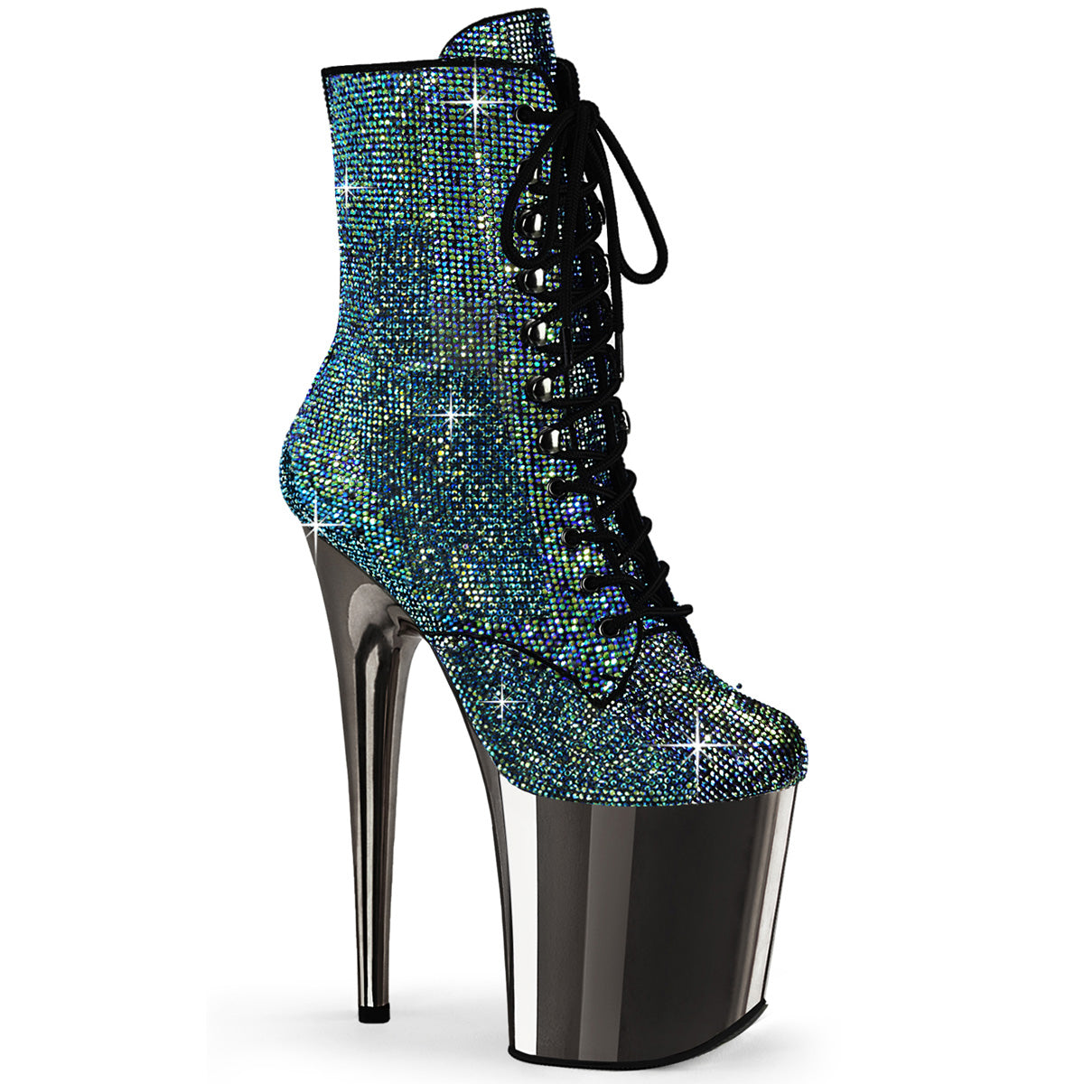 Pleaser Stiefeletten FLAMINGO-1020CHRS Türkis Multi Rs / Zinn Chrome