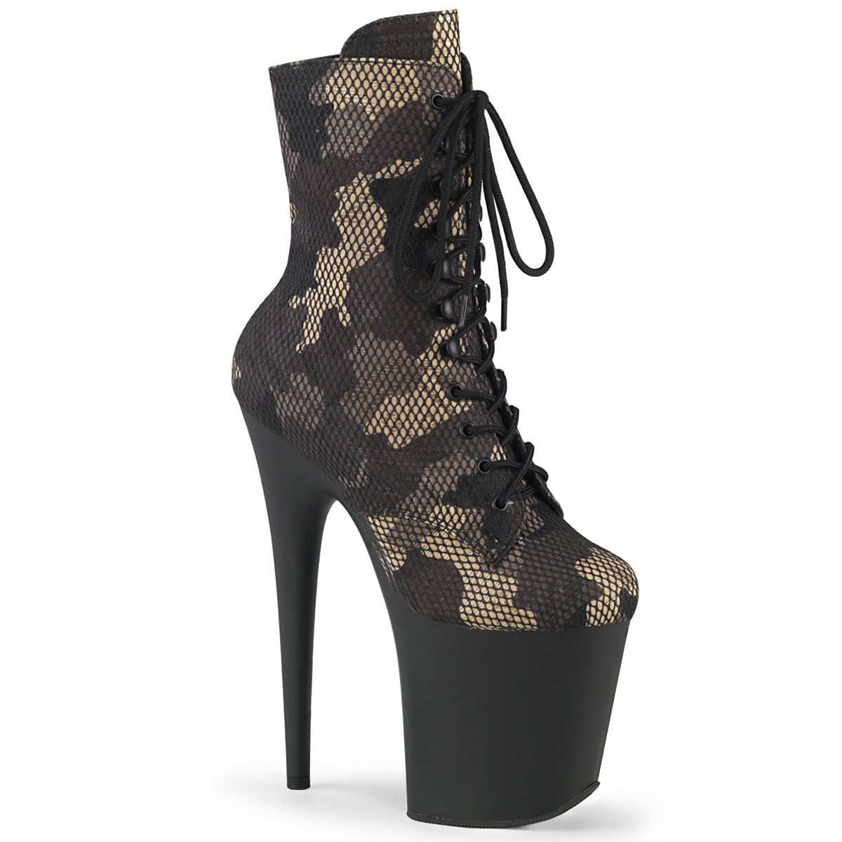 Pleaser FLAMINGO-1020 cm Green Camo-Mesh/Blk Matte