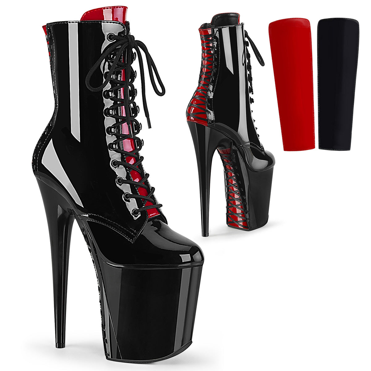 Pleaser Damen Knöchelstiefel FLAMINGO-1020FH BLK Pat / BLK