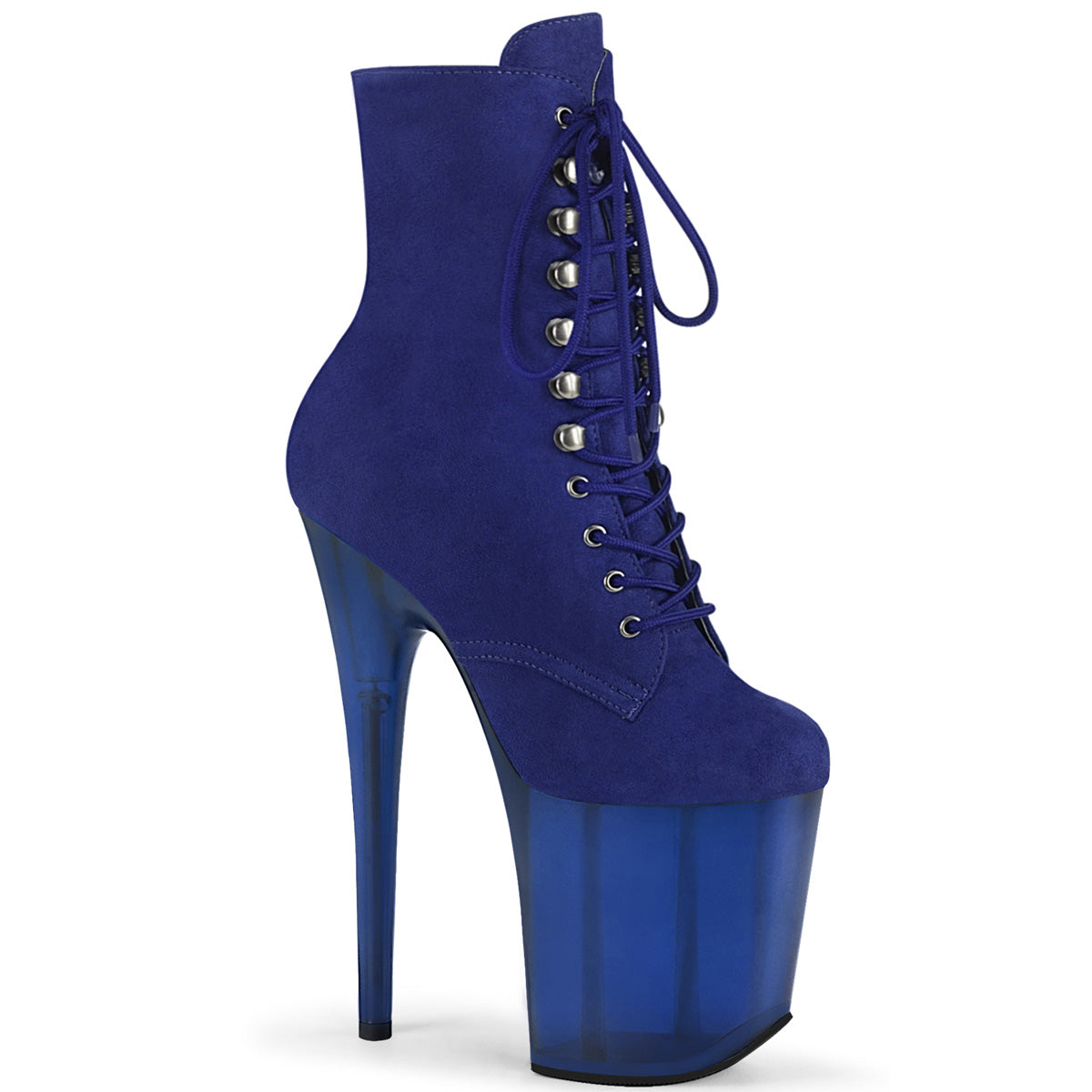 Pleaser Damen Knöchelstiefel FLAMINGO-1020FST Royal Blue Faux Wildleder / Frosted Blau