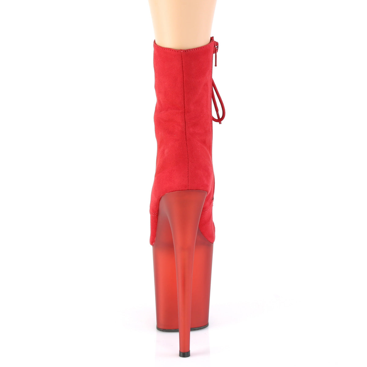 Pleaser Damen Knöchelstiefel FLAMINGO-1020FST Red Faux Wildleder / Frosted Rot