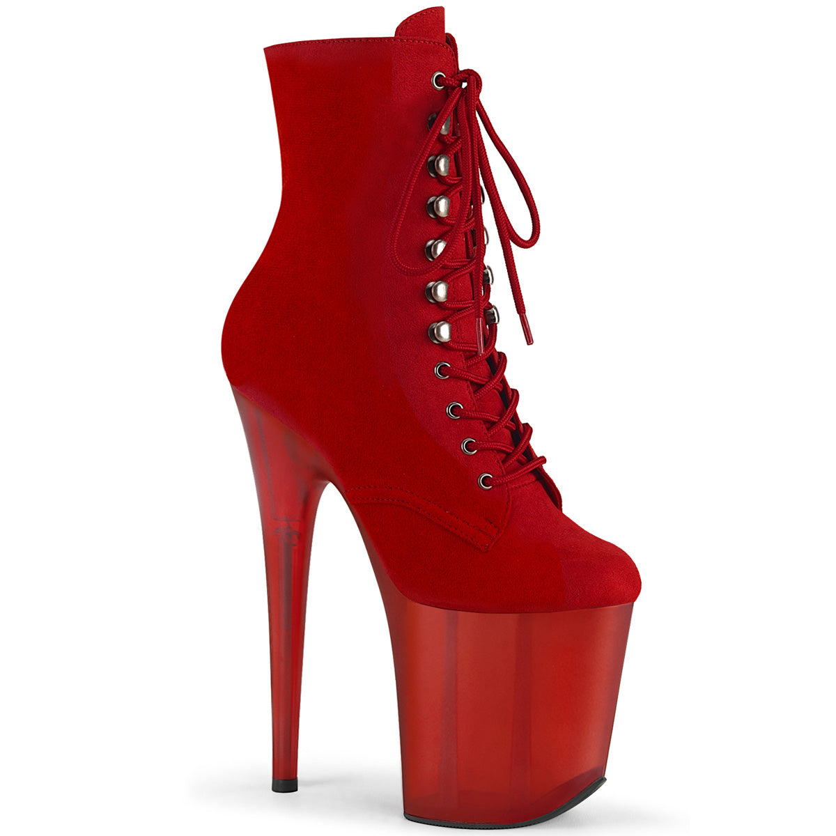 Pleaser Damen Knöchelstiefel FLAMINGO-1020FST Red Faux Wildleder / Frosted Rot