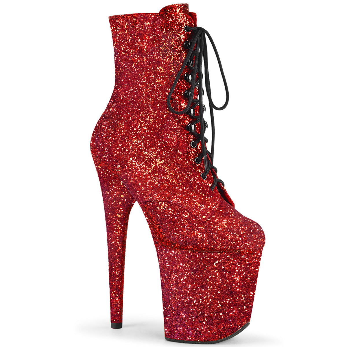 Pleaser Damen Knöchelstiefel FLAMINGO-1020gwr rot glitter / rot glitzer