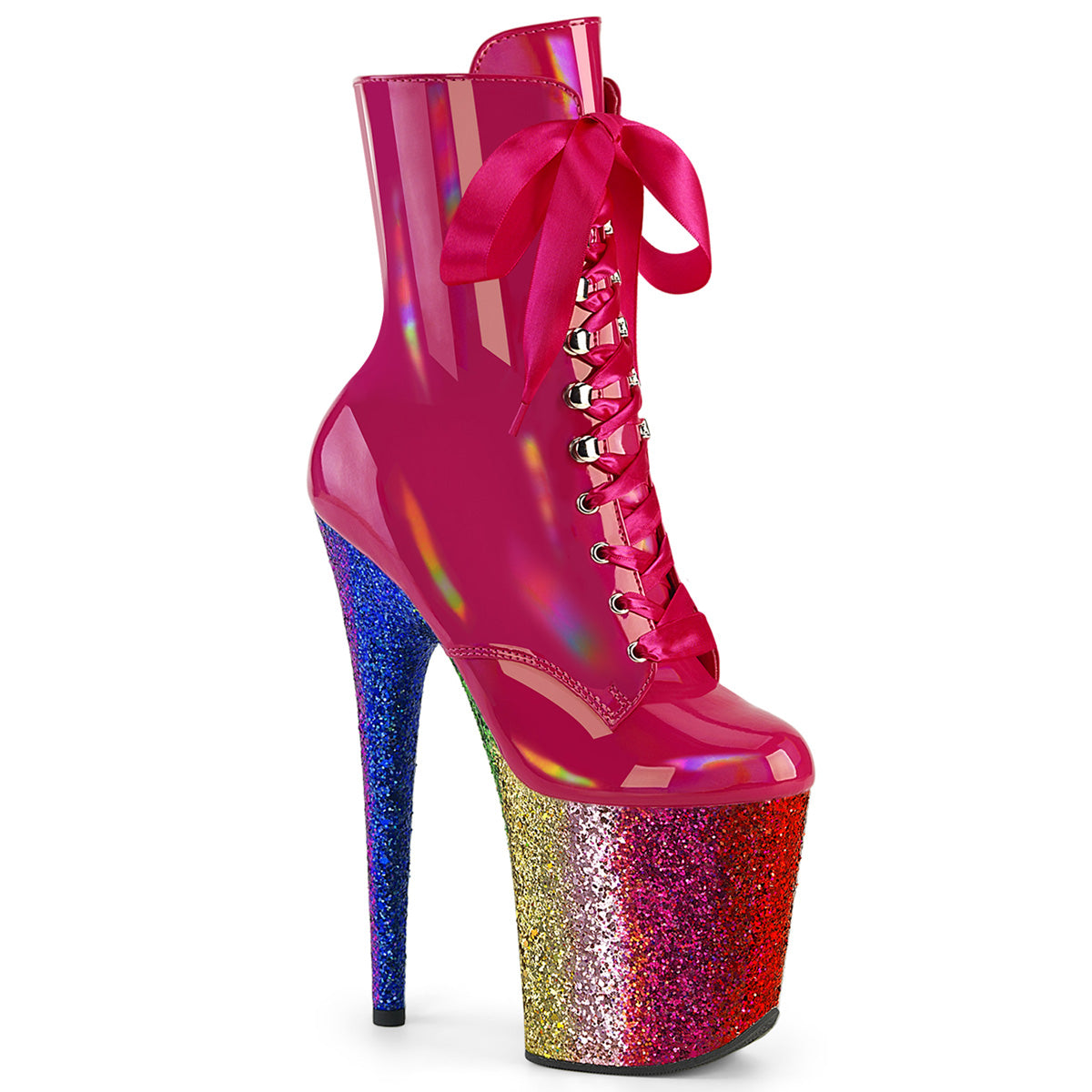 Pleaser FLAMINGO-1020hg H. Pink Holo Pat/Rainbow Funkeln