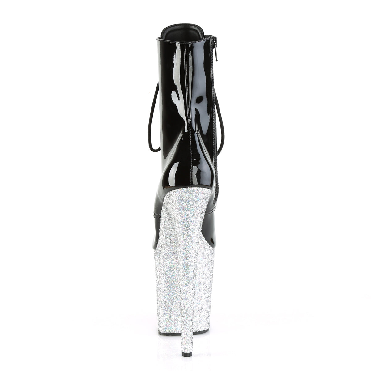 Pleaser Damen Knöchelstiefel FLAMINGO-1020LG BLK / SLV Multi Glitter