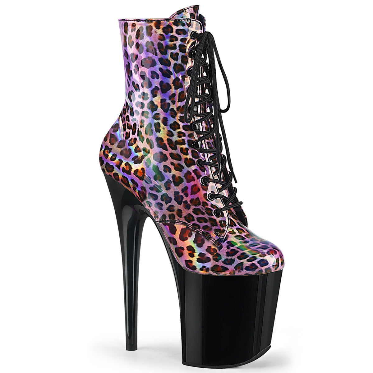Pleaser Damen Knöchelstiefel FLAMINGO-1020LP Pink HoloGraom / BLK