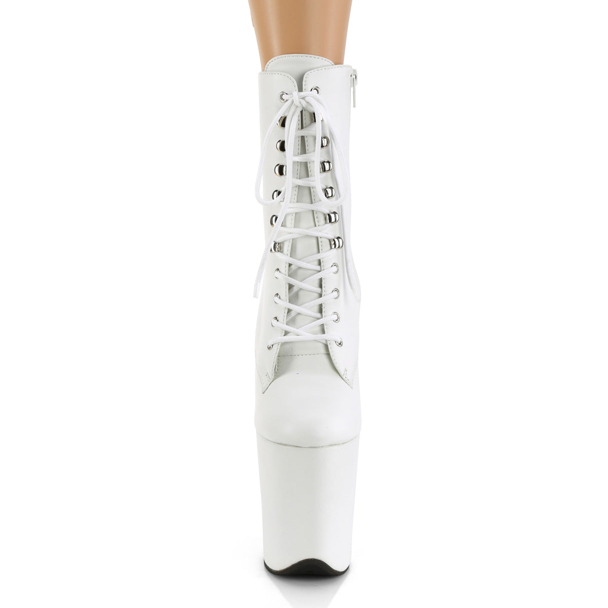 Pleaser Damen Knöchelstiefel FLAMINGO-1020LWR WHHT Leather / WHT Leder
